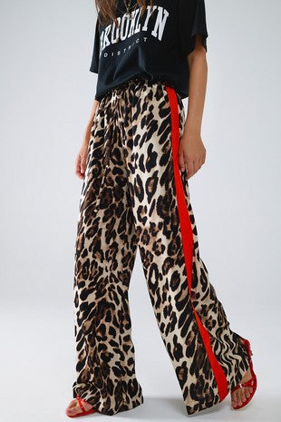 Leopard print stripe trousers online