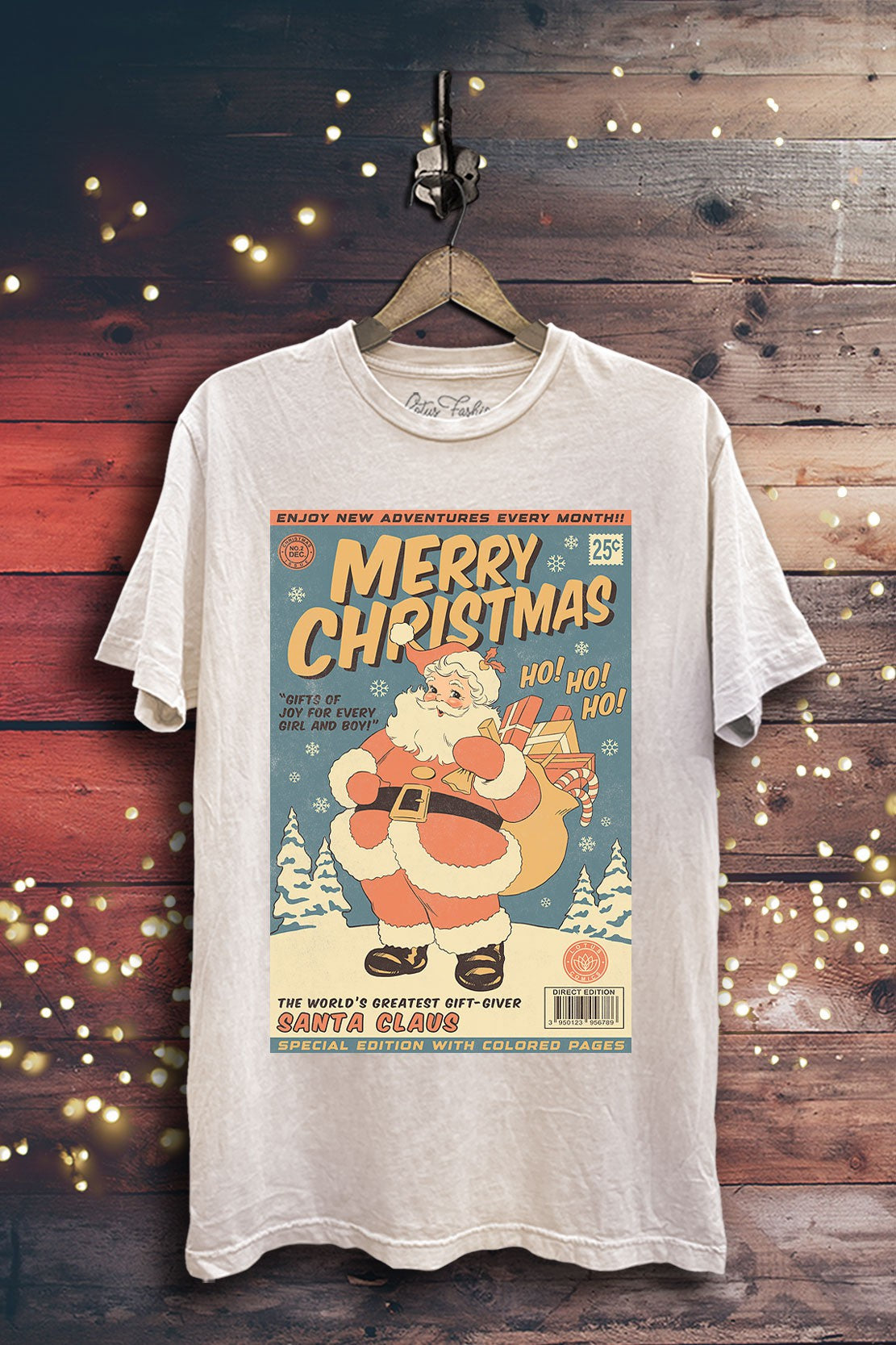 Vintage Santa Postcard Holiday Tee