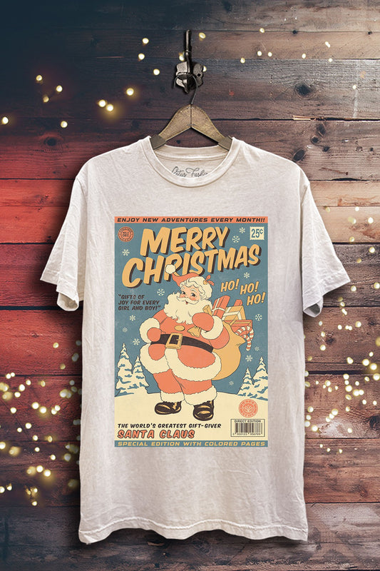 Vintage Santa Postcard Holiday Tee